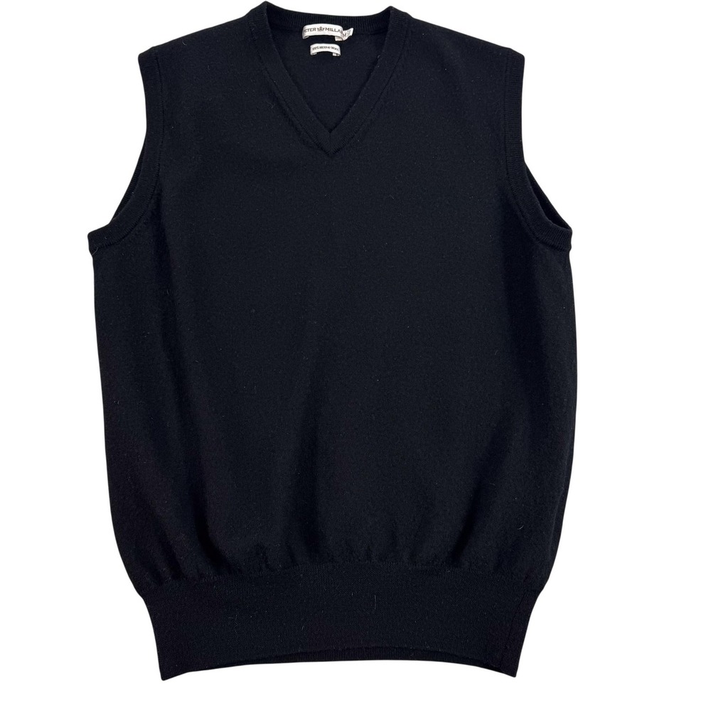 Peter‎ Millar Sweater Vest Mens Medium Black 100% Merino Wool Golf Preppy Casual